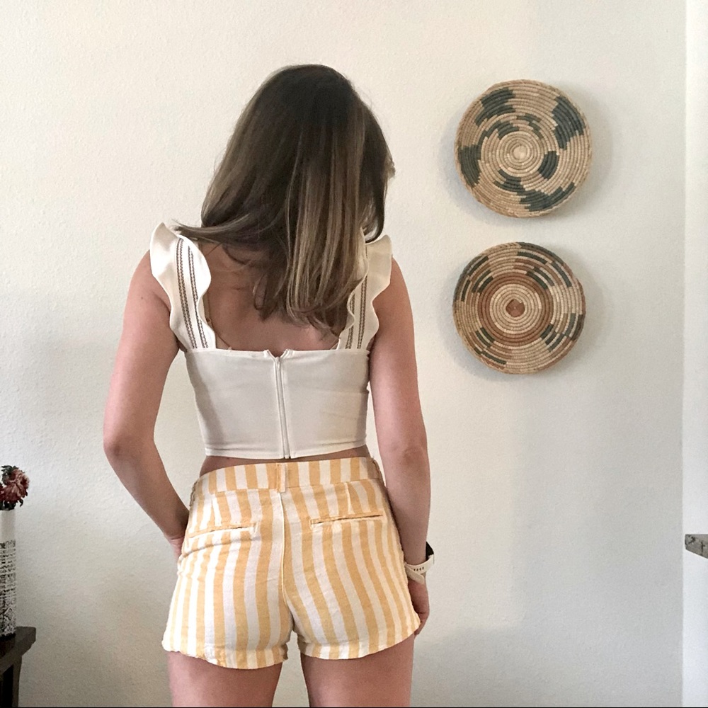 Yellow white striped old navy linen shorts